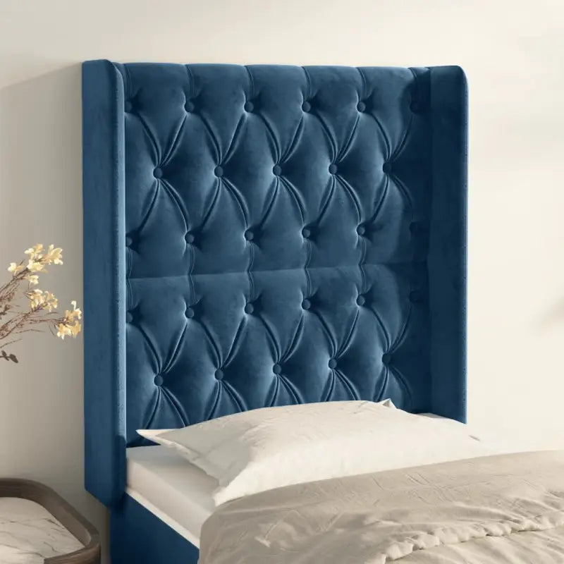 Hoofdborden en voetborden met zachte fluweel levering bevat - Donkerblauw / 83 x 16 x 118/128 cm / 1 - Hoofdborden