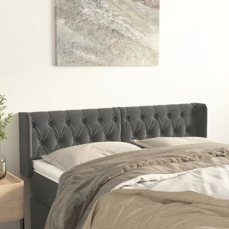 Hoofdborden en voetborden met zachte fluweel levering bevat - Donkergrijs / 163 x 16 x 78/88 cm / 1 - Hoofdborden