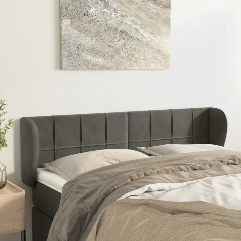 Hoofdborden en voetborden met zachte fluweel levering bevat - Donkergrijs / 147 x 23 x 78/88 cm / 1 - Hoofdborden