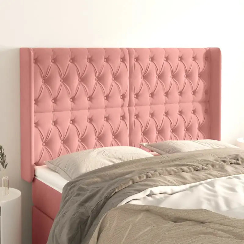 Hoofdborden en voetborden met zachte fluweel levering bevat - Roze / 163 x 16 x 118/128 cm / 1 - Hoofdborden