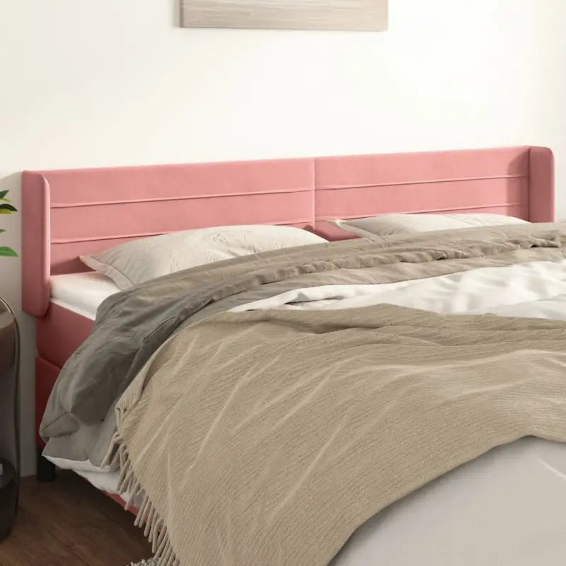 Hoofdborden en voetborden met zachte fluweel levering bevat - Roze / 163 x 16 x 78/88 cm / 1 - Hoofdborden en voetborden