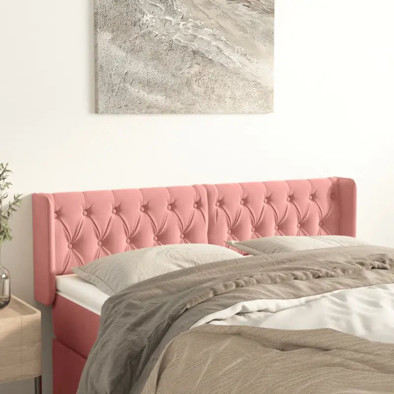 Hoofdborden en voetborden met zachte fluweel levering bevat - Roze / 163 x 16 x 78/88 cm / 1 - Hoofdborden en voetborden