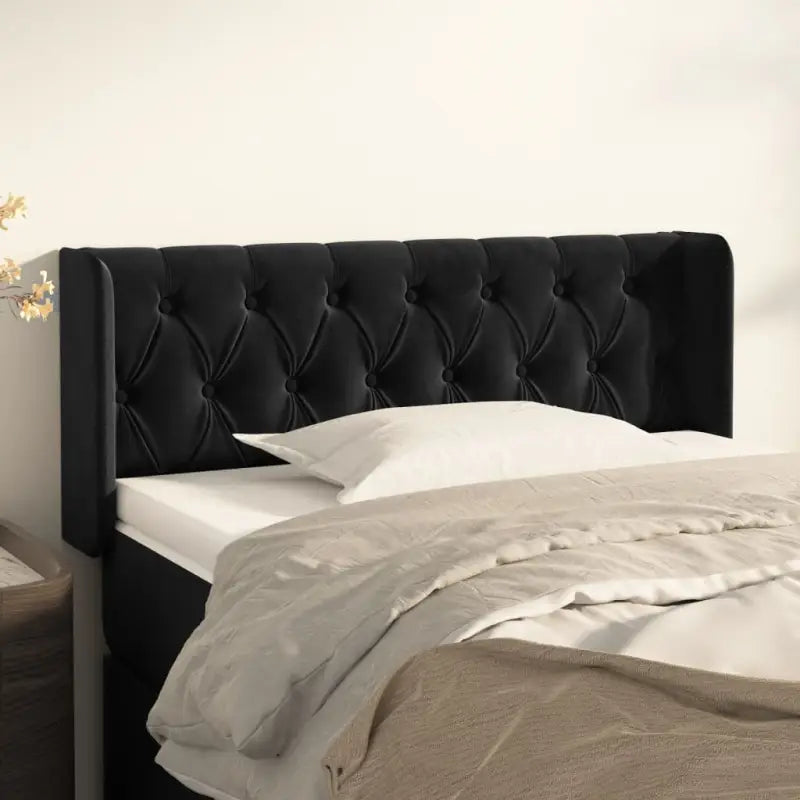Hoofdborden en voetborden met zachte fluweel levering bevat - Zwart / 93 x 16 x 78/88 cm / 1 - Hoofdborden en voetborden