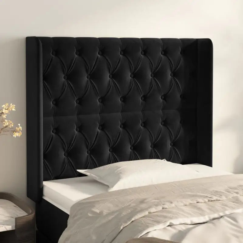 Hoofdborden en voetborden met zachte fluweel levering bevat - Zwart / 93 x 16 x 118/128 cm / 1 - Hoofdborden