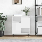 Hoogglans wit dressoir met bewerkt hout en ijzeren poten - Dressoirs & buffetkasten