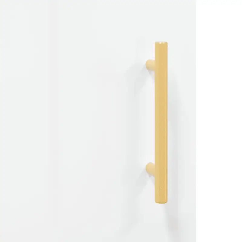 Hoogglans wit dressoir met bewerkt hout en metalen poten - Dressoirs & buffetkasten