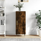 Hoogglans wit dressoir met bewerkt hout en metalen poten - Gerookt eiken / 1 - Dressoirs & buffetkasten