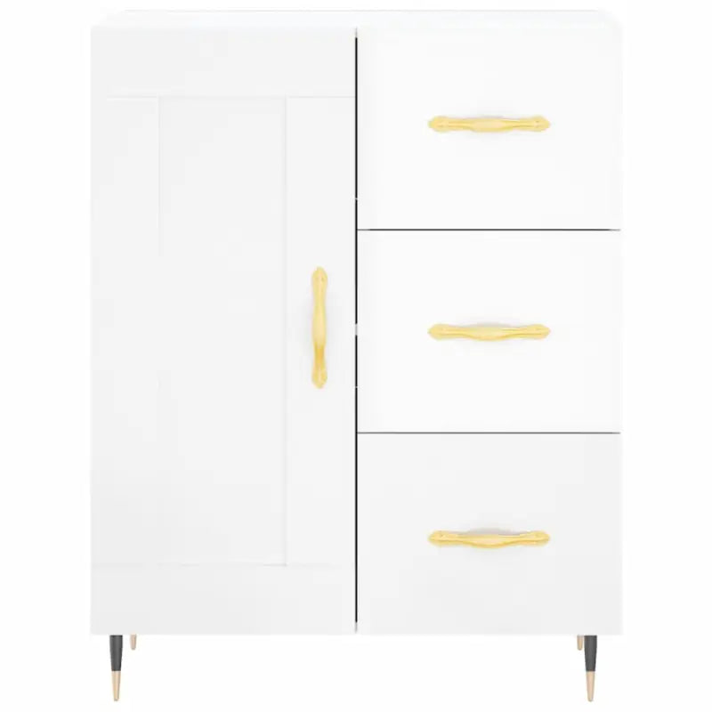 Hoogglans wit dressoir met bewerkt hout voor een tijdloze uitstraling - Dressoirs & buffetkasten