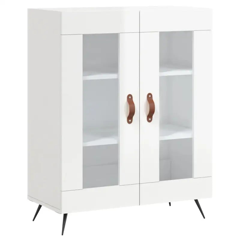 Hoogglans wit dressoir met glas en bewerkt hout voor een tijdloze uitstraling - Dressoirs & buffetkasten