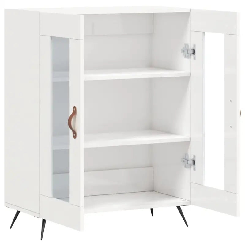 Hoogglans wit dressoir met glas en bewerkt hout voor een tijdloze uitstraling - Dressoirs & buffetkasten