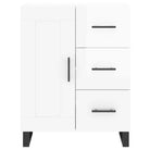 Hoogglans wit dressoir met metalen poten en bewerkt hout - Dressoirs & buffetkasten