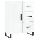 Hoogglans wit dressoir met metalen poten en bewerkt hout - Dressoirs & buffetkasten