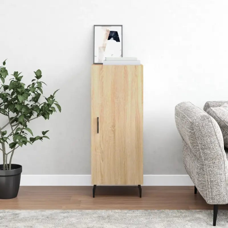 Hoogglans wit dressoir met metalen poten en bewerkt hout - Sonoma eiken / 1 - Dressoirs & buffetkasten