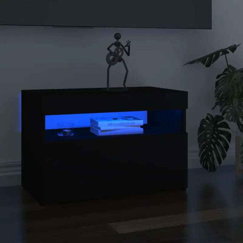Hoogglans wit tv-meubel met rgb led-verlichting en stevig ontwerp - Zwart / 1 / 60 cm - Tv-meubels