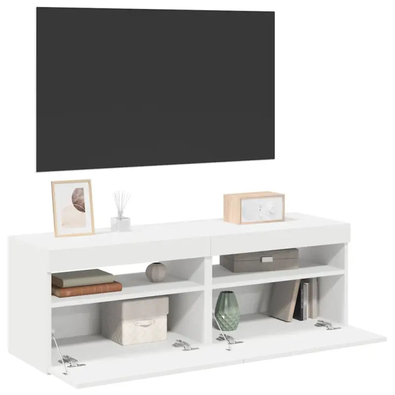 Hoogglans wit tv-meubel met rgb led-verlichting en stevig ontwerp - Wit / 2 / 60 cm - Tv-meubels