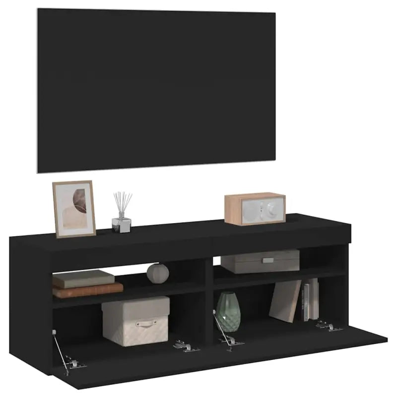 Hoogglans wit tv-meubel met rgb led-verlichting en stevig ontwerp - Zwart / 2 / 60 cm - Tv-meubels