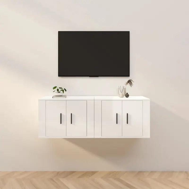 Hoogglans wit tv-meubel met strak en klassiek design - Hoogglans wit / 2 / 57 cm - Tv-meubels