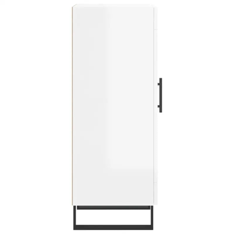 Hoogglans witte dressoir met metalen poten en bewerkt hout - Dressoirs & buffetkasten