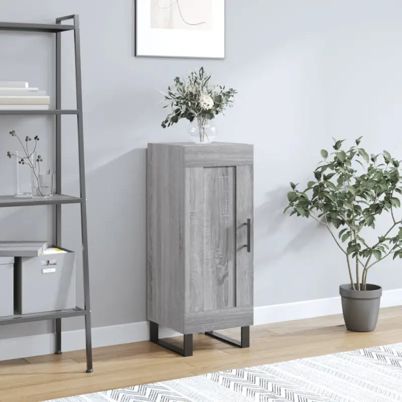 Hoogglans witte dressoir met metalen poten en bewerkt hout - Grijs sonoma / 1 - Dressoirs & buffetkasten