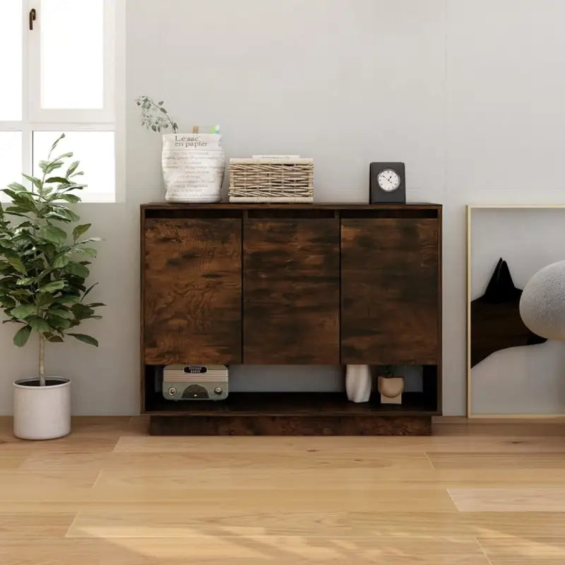 Hoogglans witte dressoir van bewerkt hout voor moderne inrichting - Gerookt eiken / 1 - Dressoirs & buffetkasten