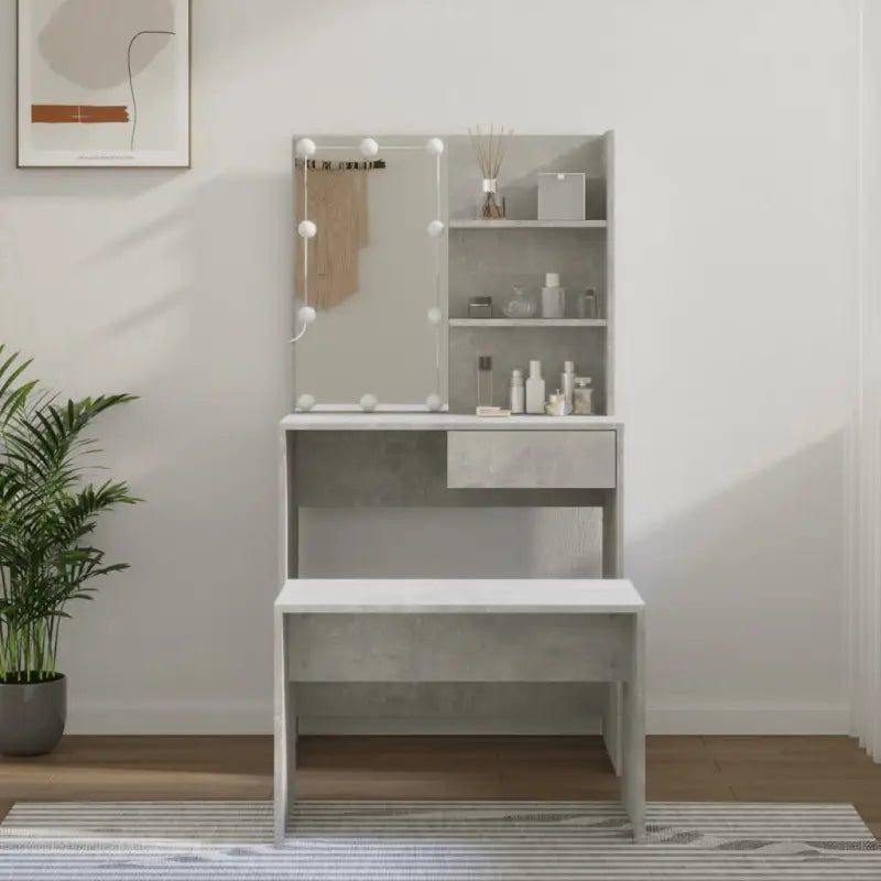 Hoogglans witte slaapkamerkaptafel bewerkt hout binnen handbereik - Hoogglans wit / 74.5 x 40 x 141 cm / 1