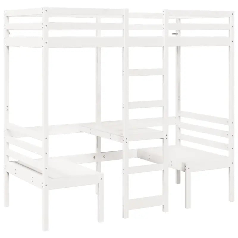 Hoogslaper met bureau in massief grenenhout voor beperkte ruimte - Bedden & bedframes