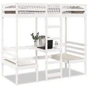 Hoogslaper met bureau in massief grenenhout voor beperkte ruimte - Bedden & bedframes