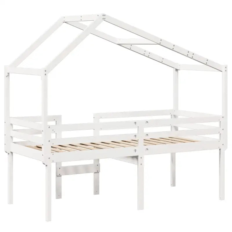 Hoogslaper van massief grenenhout met open zijdeur in wit materiaal - Bedden & bedframes
