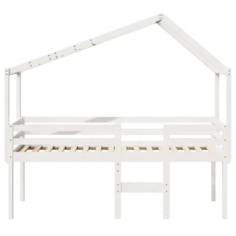 Hoogslaper van massief grenenhout met open zijdeur in wit materiaal - Bedden & bedframes