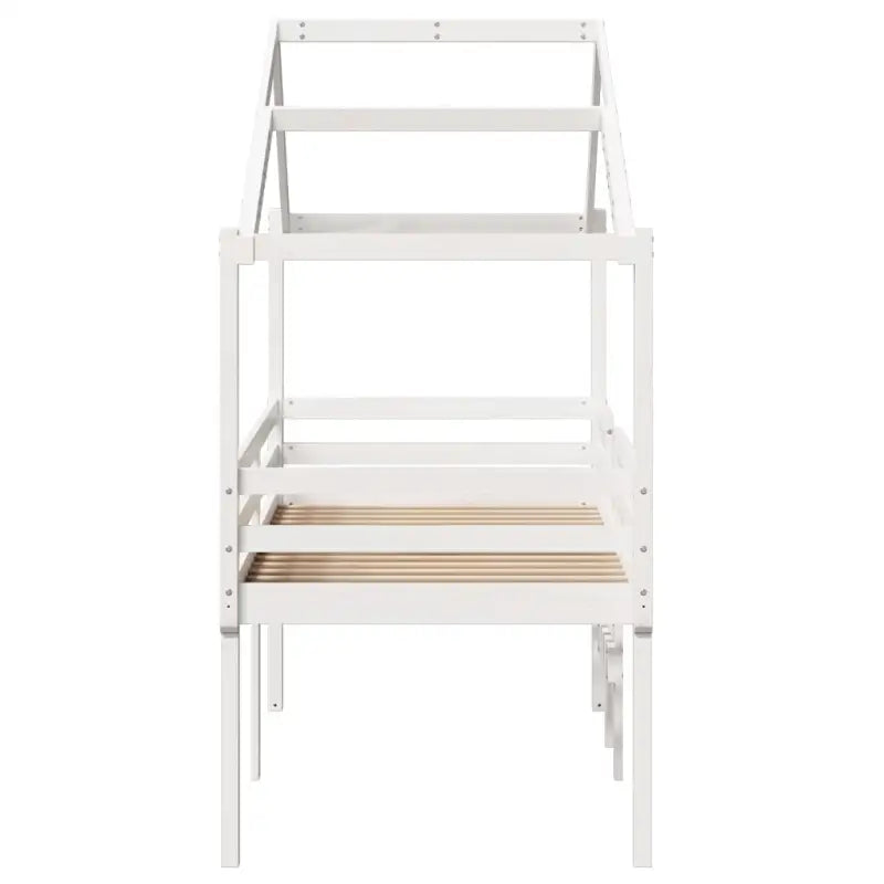 Hoogslaper van massief grenenhout met open zijdeur in wit materiaal - Bedden & bedframes