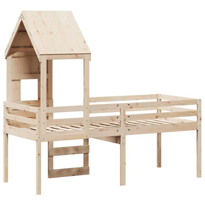 Hoogslaper van massief grenenhout met open zijdeur voor kleine kamers - Bedden & bedframes