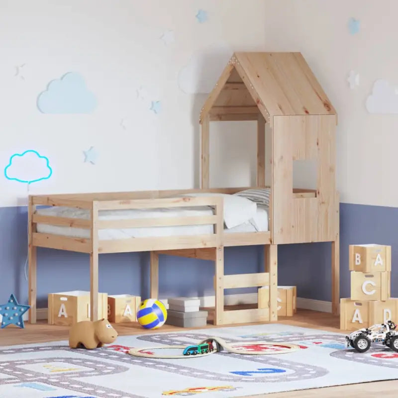 Hoogslaper van massief grenenhout met open zijdeur voor kleine kamers - Naturel / 80 x 200 cm - Bedden & bedframes