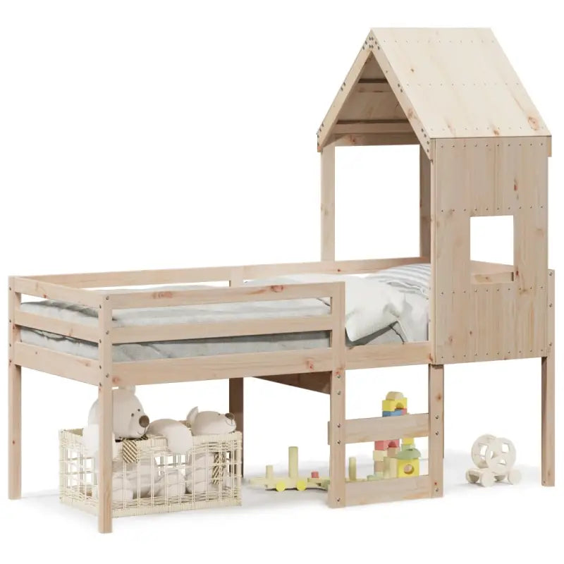 Hoogslaper van massief grenenhout met open zijdeur voor kleine kamers - Bedden & bedframes