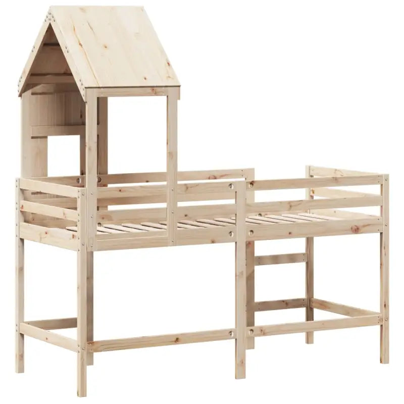 Hoogslaper voor kinderen van massief grenenhout met open zijdeur - Bedden & bedframes