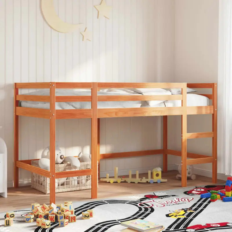 Hoogslaper voor kinderen van massief grenenhout voor ruimtebesparing - Wasbruin / 90 x 190 cm - Bedden & bedframes
