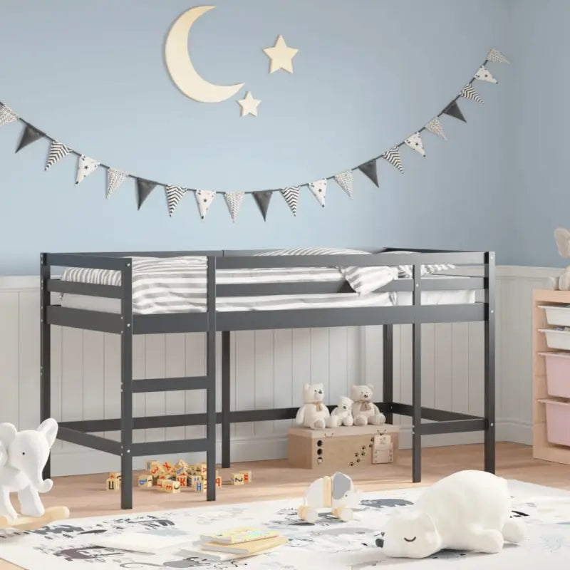 Hoogslaper voor kinderen van massief grenenhout voor ruimtebesparing - Zwart / 90 x 190 cm - Bedden & bedframes