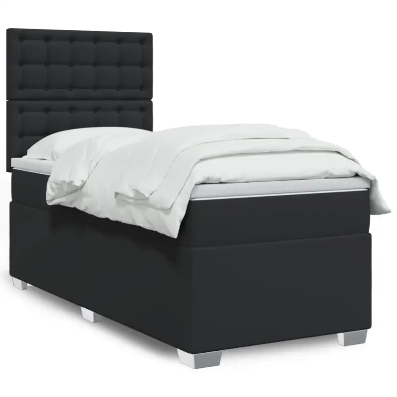 Hoogte verstelbaar boxspringbed met duurzaam kunstleer en comfortabele materiaal vulling - Zwart / 100 x 200 cm