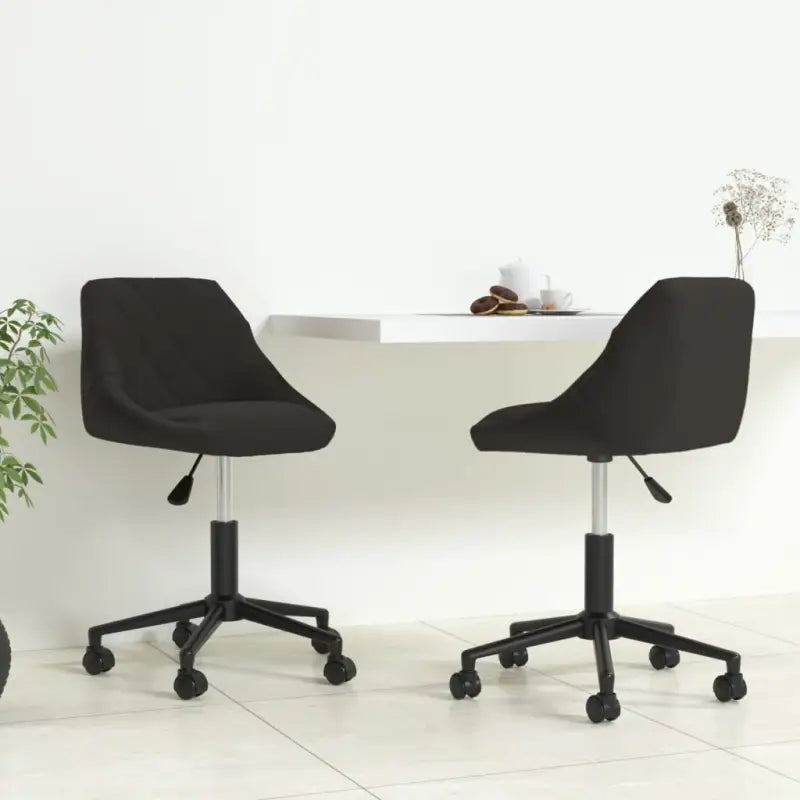 Hoogte Verstelbare Draaibare Eetkamerstoel met Fluwelen Stoffering - Zwart / 2 - Eetkamerstoelen