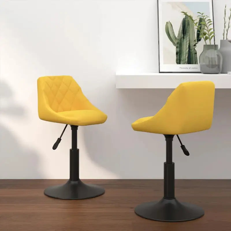 Hoogte verstelbare draaibare eetkamerstoelen met fluwelen design - Mosterdgeel / 2 - Eetkamerstoelen