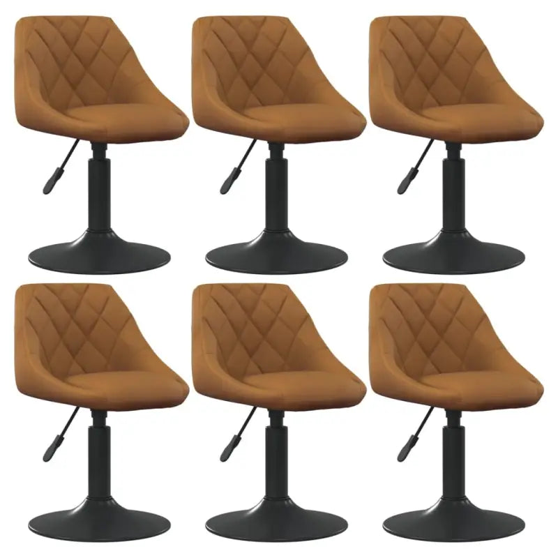Hoogte verstelbare draaibare eetkamerstoelen met fluwelen design - Bruin / 6 - Eetkamerstoelen