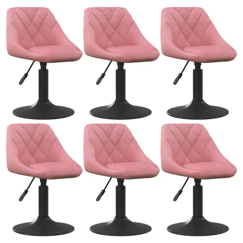 Hoogte verstelbare draaibare eetkamerstoelen met fluwelen design - Roze / 6 - Eetkamerstoelen