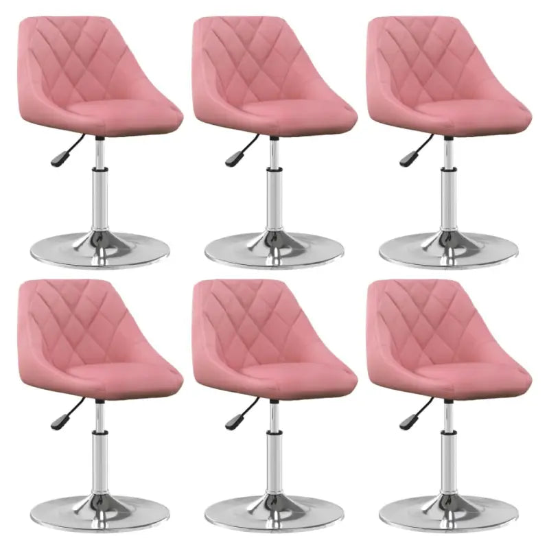 Hoogte verstelbare trendy draaibare eetkamerstoelen met fluwelen bekleding - Roze / 6 - Eetkamerstoelen