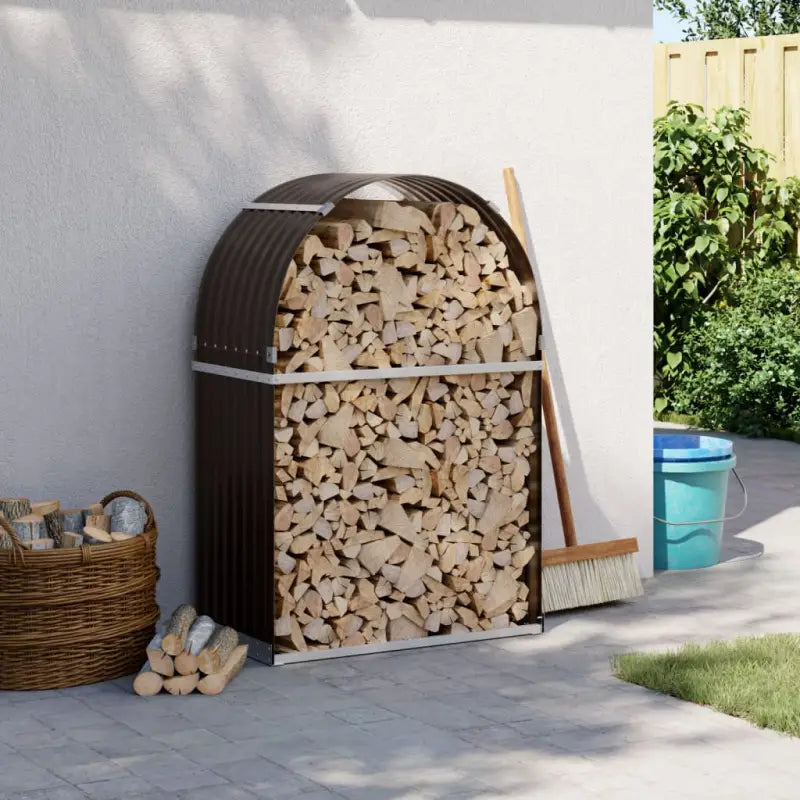 Houtblokhouder van gegalvaniseerd staal voor nette opslag - Bruin / 80 x 45 x 120 cm - Brandhoutrekken