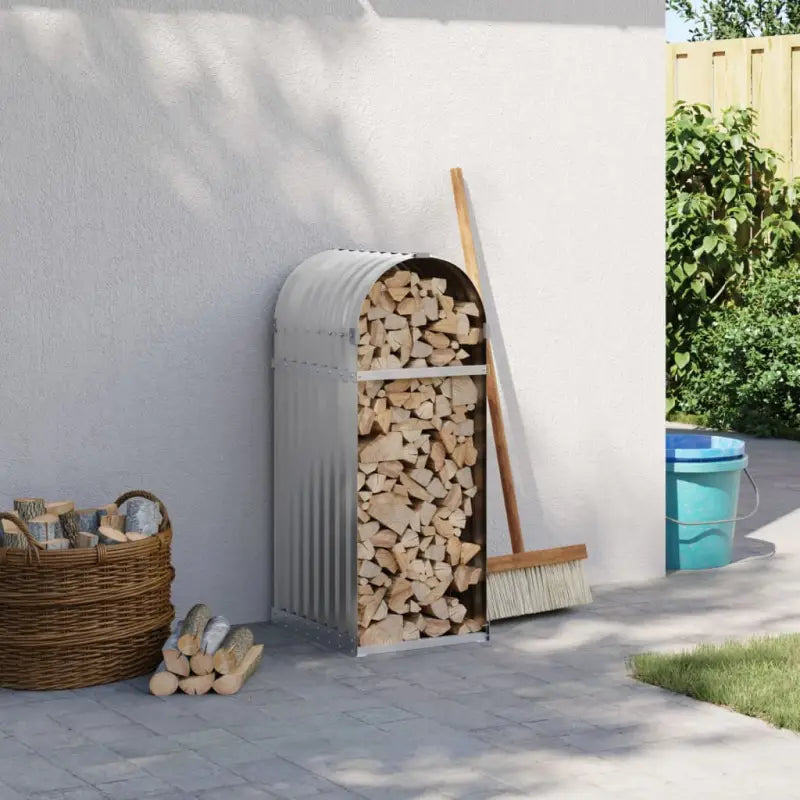 Houtblokhouder van gegalvaniseerd staal voor nette opslag - Lichtgrijs / 40 x 45 x 100 cm - Brandhoutrekken