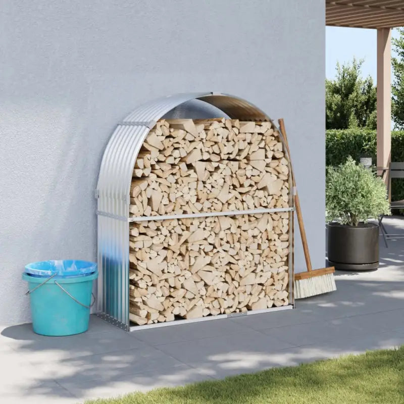 Houtblokhouder van gegalvaniseerd staal voor nette opslag - Zilver / 120 x 45 x 140 cm - Brandhoutrekken