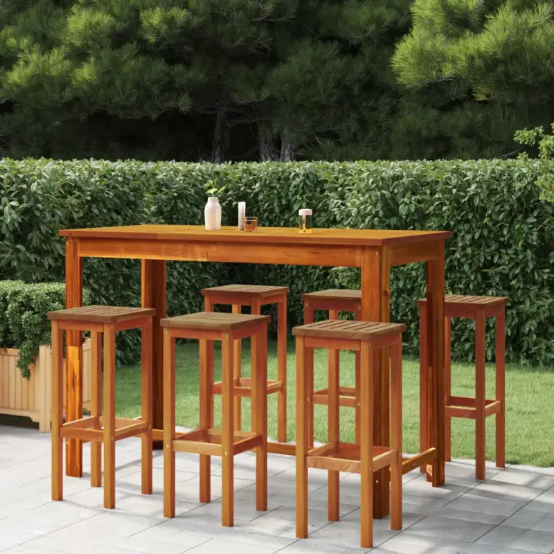 Houten barkrukken van massief acaciahout met rustiek ontwerp - 6 - Tuinstoelen