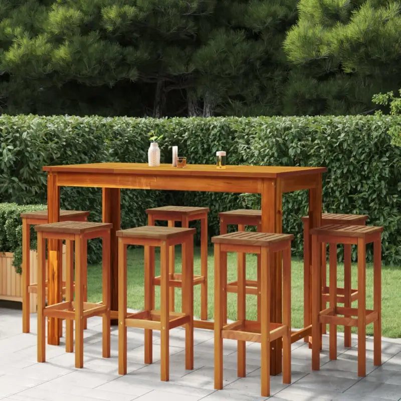 Houten barkrukken van massief acaciahout met rustiek ontwerp - 8 - Tuinstoelen
