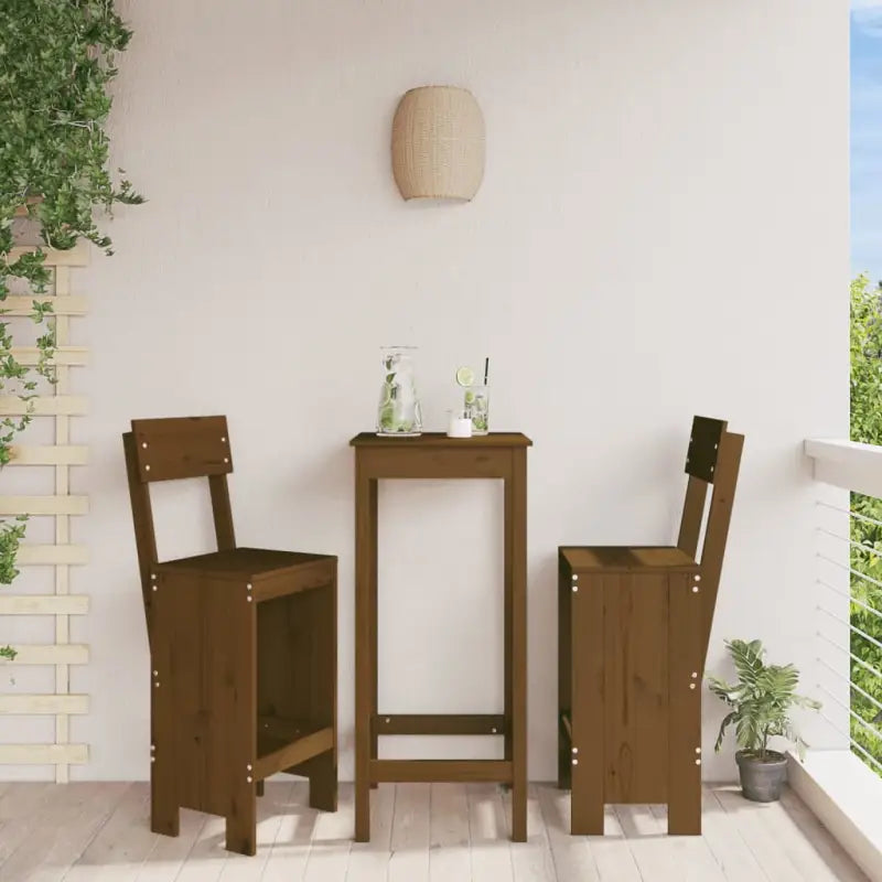Houten barkrukken van massief grenenhout voor terras of balkon - Honingbruin grenenhout / 40 x 48.5 x 115.5 cm / 2