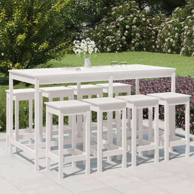 Houten barset van massief grenenhout voor buiten of tuin - Wit - Tuinsets