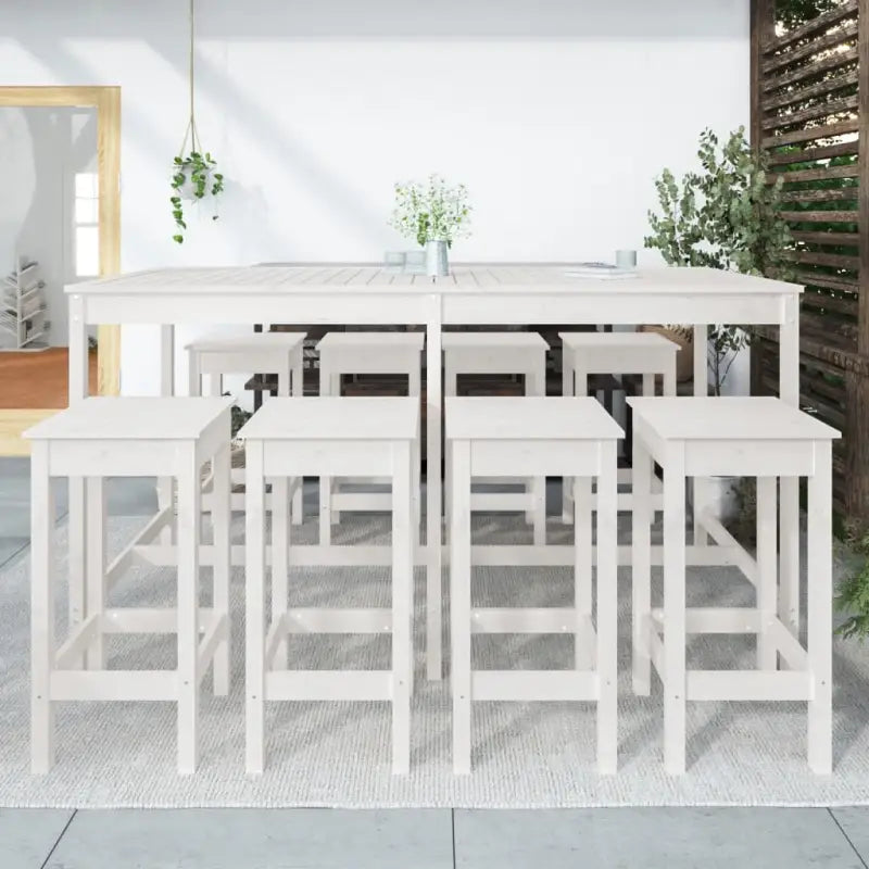 Houten barset van massief grenenhout voor buiten of tuin - Wit - Tuinsets